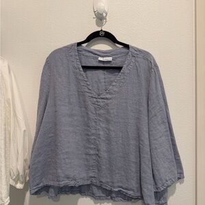 bryn Walker Slate V-Neck Blouse